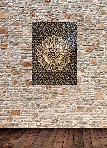 ICC Black gold Poster Metallic Small Wall Tapestry for Bedroom Aesthetic Hippie Boho Indie Bohemian Mandala Trippy Large Hanging Tapestries Golden Bedspread Gypsy Picnic Blanket Art 30 x 40 Inch3