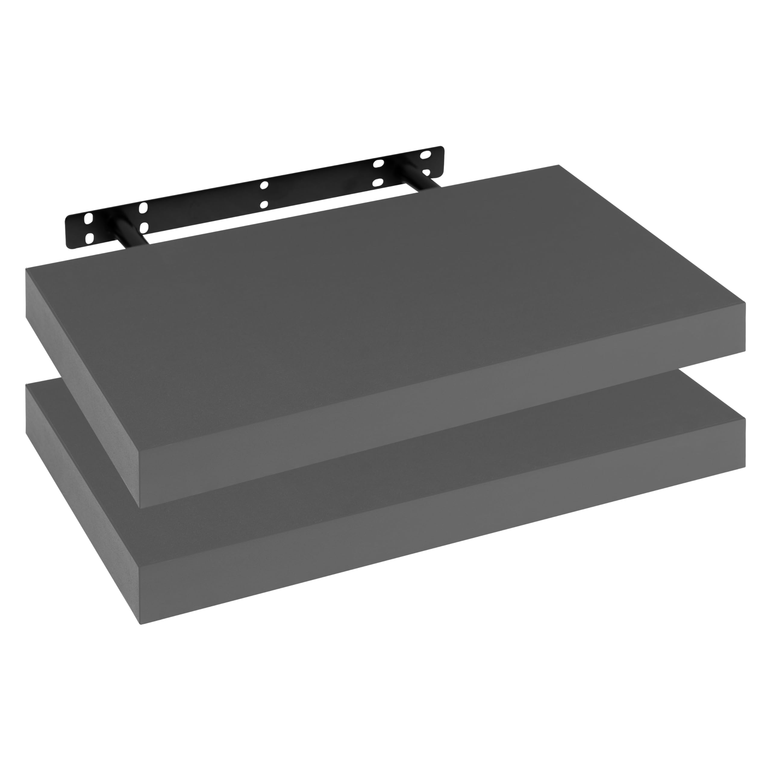 WOLTU Set of 2 Floating Shelves, Wall Shelves, Bookshelves, Wooden Boards for Books, Pictures, Decoration, 40x23x3.8cm, Dark Grey