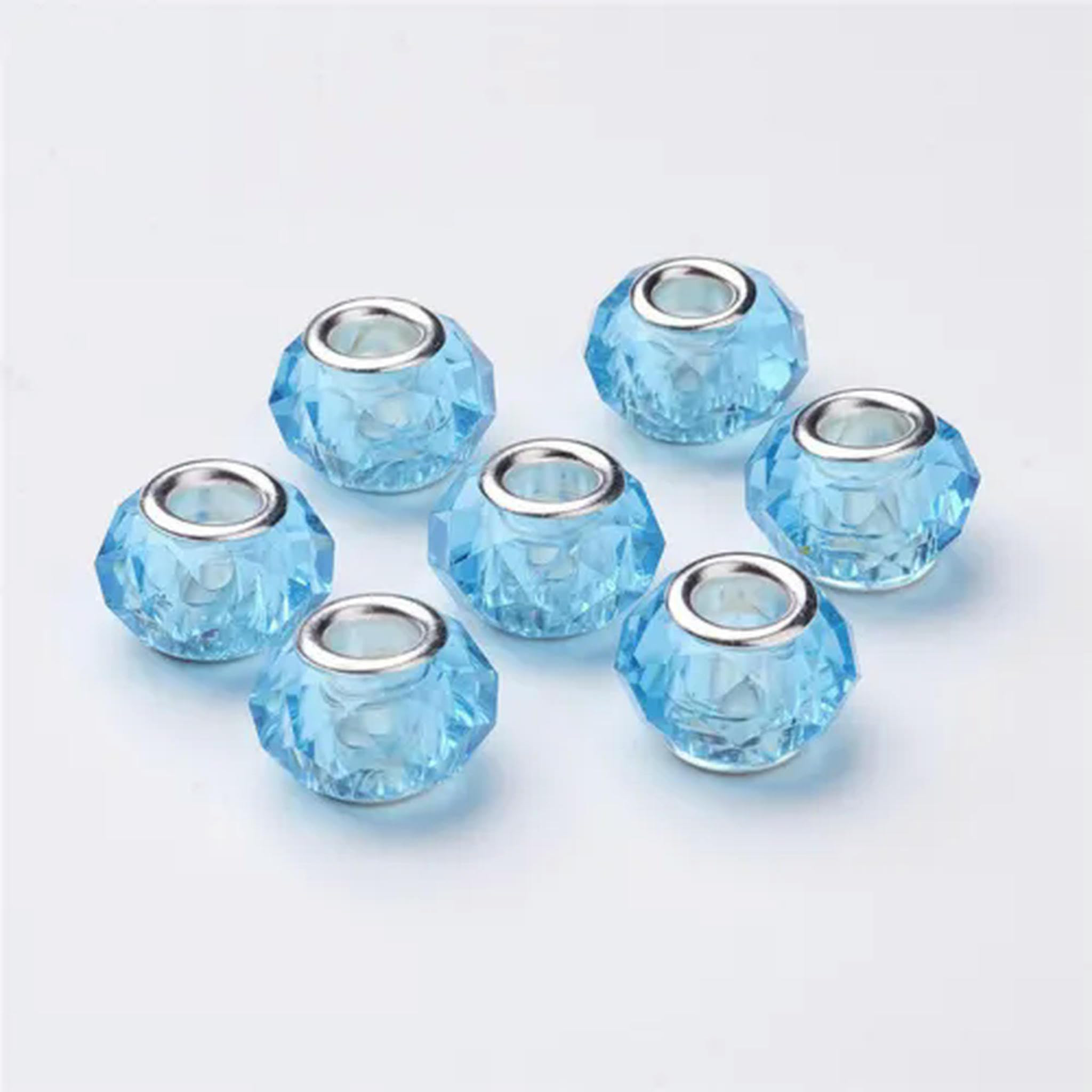 Koraliki z dużym otworem, Opakowanie 100 mosiężnych koralików z otworem 14x8 mm, wielokolorowe(DeepSkyBlue)