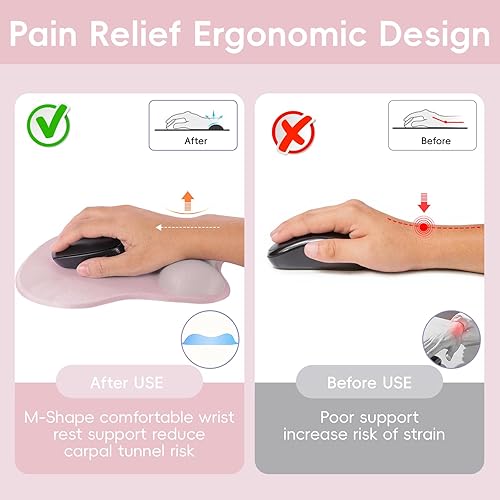 Miniatura 135 de Alfombrilla para mouse con soporte de muñeca, almohadilla antideslizante para mouse para oficina, computadora, laptop y Mac, cómoda y ligera