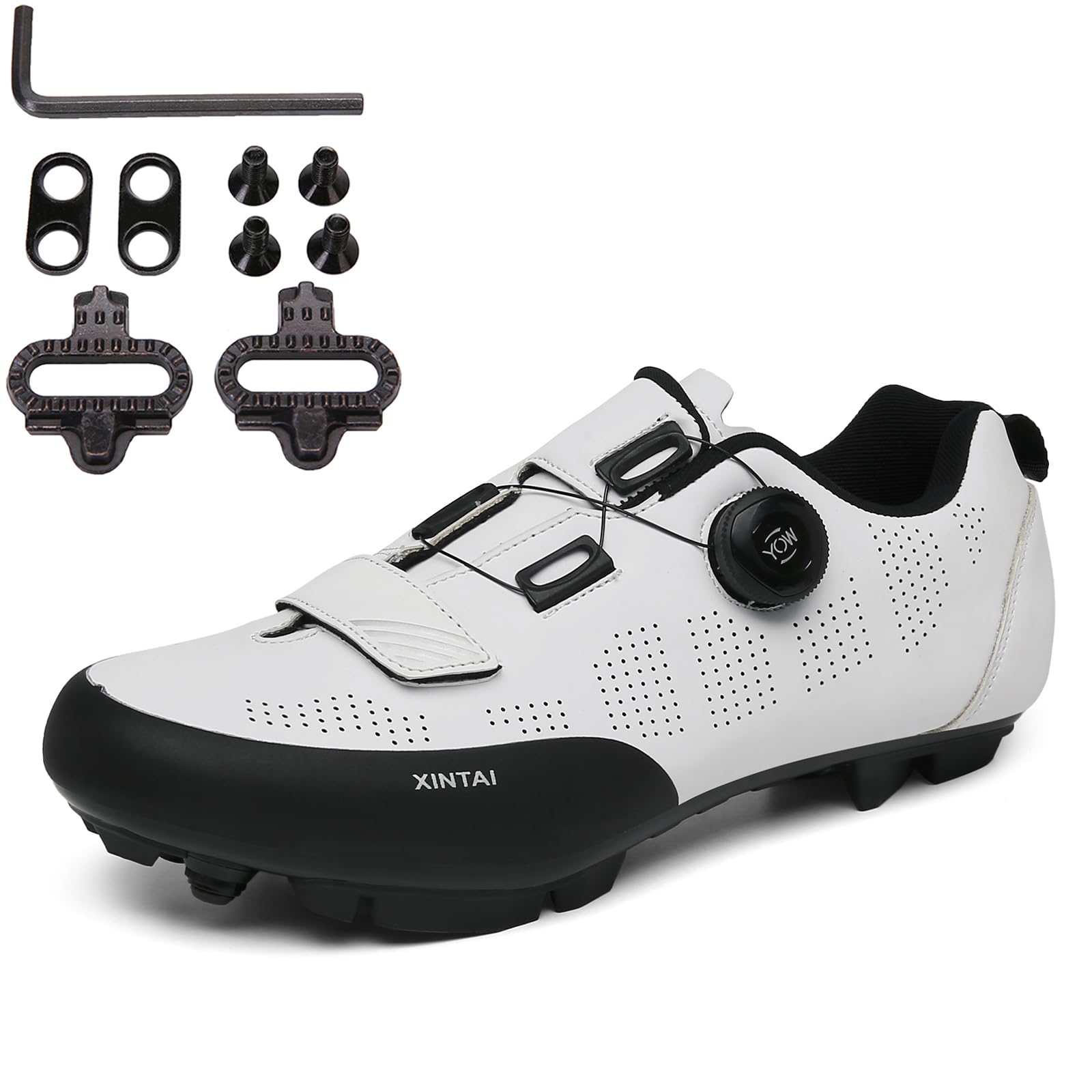 Herren MTB Schuhe, Fahrradschuhe Mountainbike Schuhe kompatibel mit SPD 2 Schrauben mit Cleats für draußen drinnen
