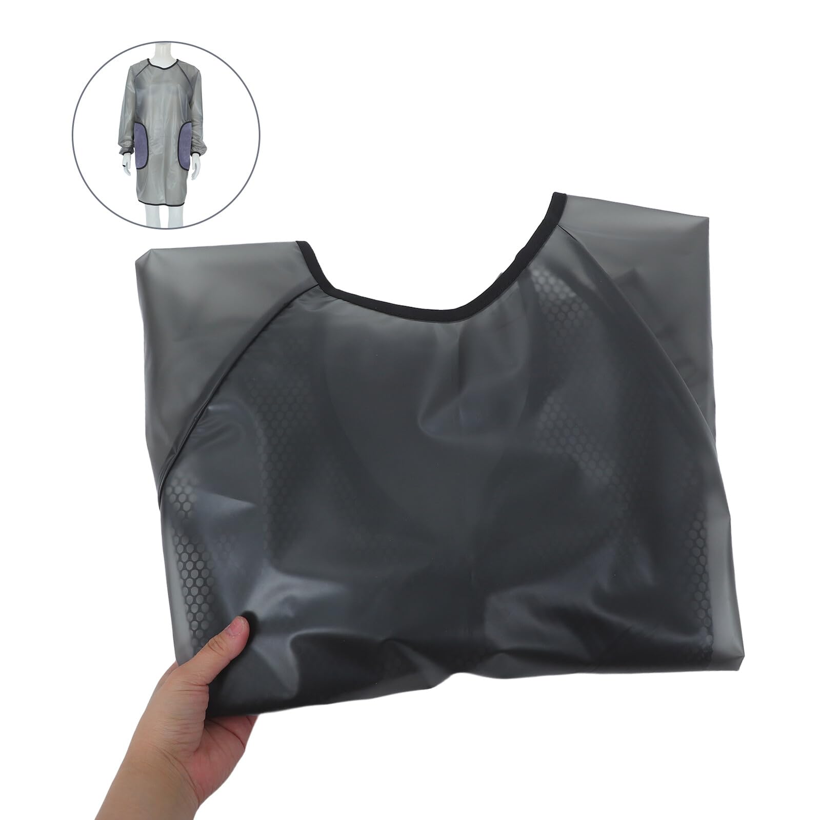 SHINEOFI Grembiule Trasparente Nero Tasche per Asciugare le Mani in Pvc con Maniche Lunghe e Asciugatura Rapida Adatto per Cucina e Lavoro Unisex