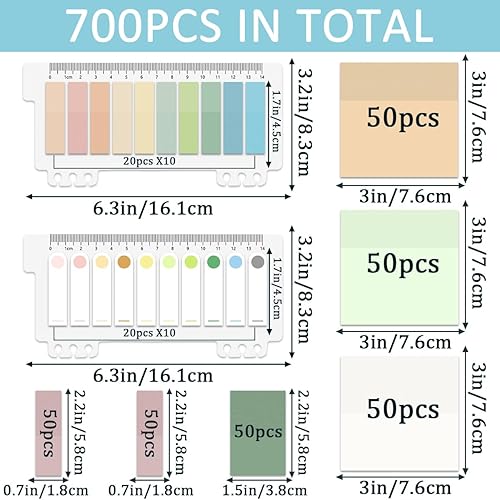 Miniatura 6 de 700 Sheets Transparent Sticky Notes, Self-Adhesive Clear Sticky Notes Tabs, Waterproof Translucent Sticky Notes with Colored Index Tabs for Book