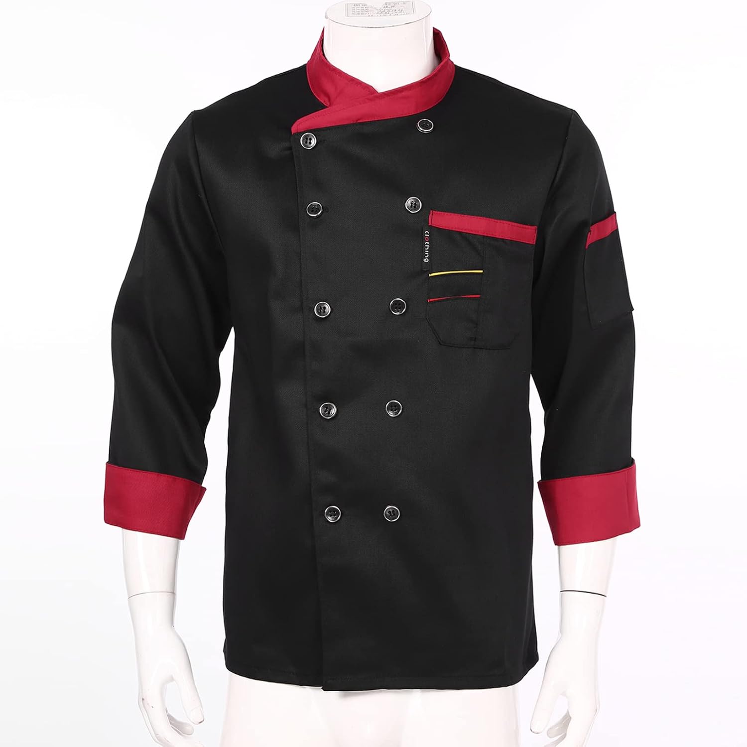 JanJean Unisex Men Women Letter Embroidery Chef Coat Classic Chef Jacket Hotel Restaurant Work Uniform