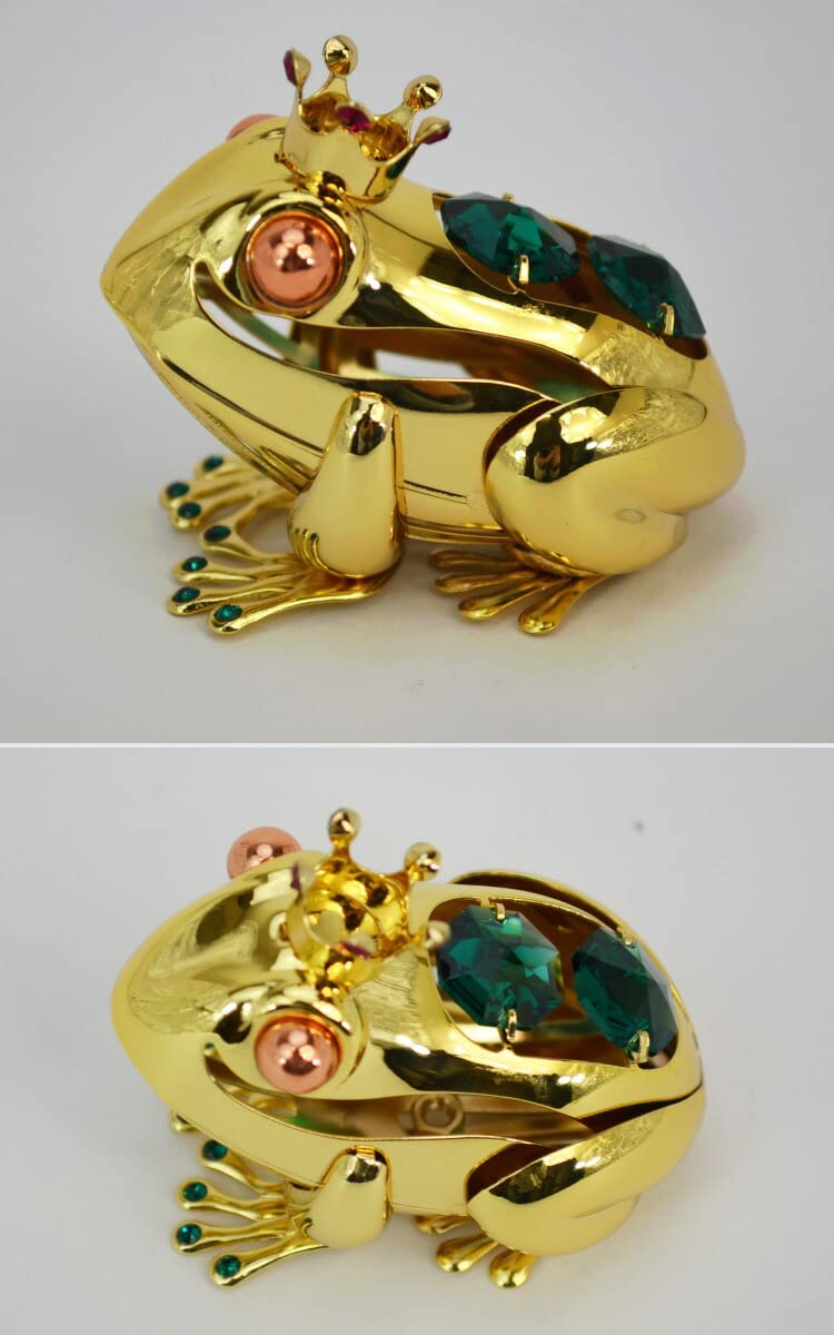 カエル　置物　ボヘミアンカットガラス Amazon.co.jp: カエル クリスタルオーナメント ゴールド 金