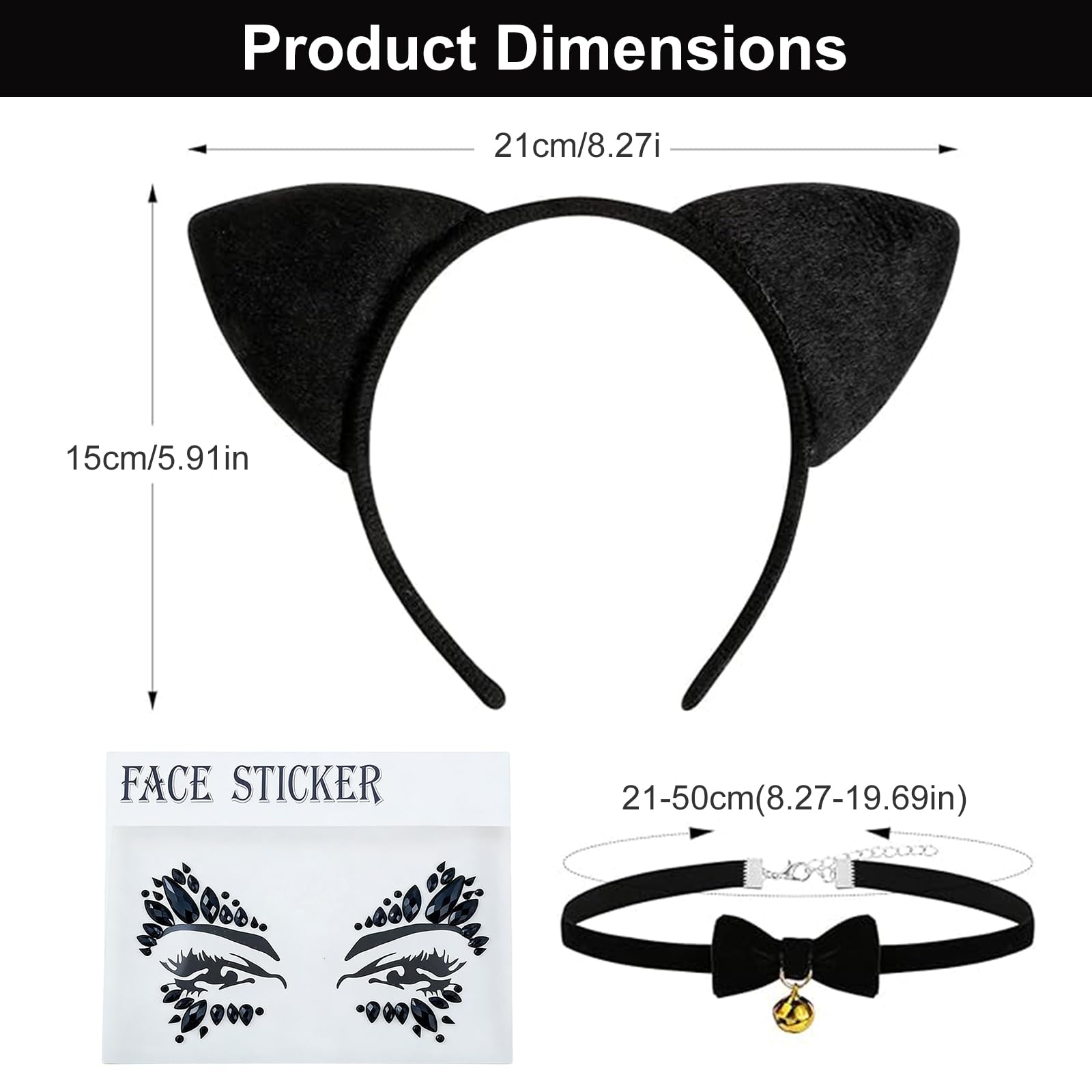 QEEROYO Cat Costume Accessory Set, Black Cat Costume Cosplay Set - Image 4