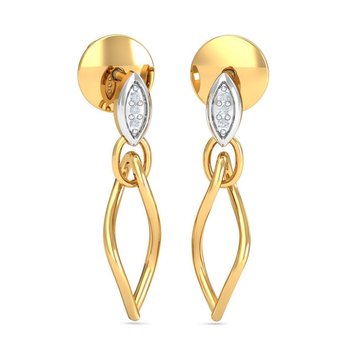 kuberbox 14KT Yellow Gold Diamond Camilla Beauty Dangling Drop Earrings for Women-picture-36