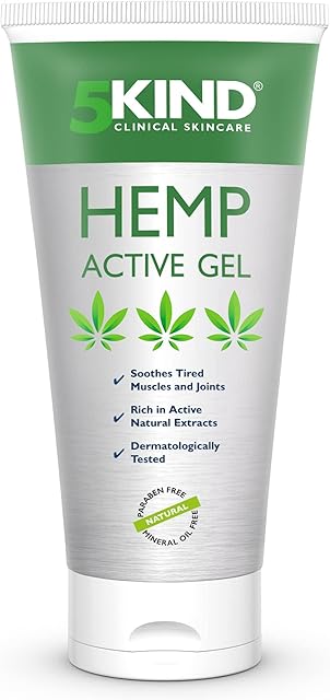Hemp Active Gel 100ml - 5kind High Strength Hemp Oil Formula - Joint & Muscle, Back Pain, Relief for Sore Muscles, Soothe Feet, Knees, Neck, Shoulders - Rich in Natural Extracts