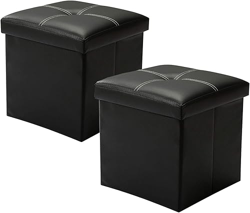 Miniatura 6 de YCOCO Cubo otomano de almacenamiento pequeño, plegable otomano, asiento otomano con almacenamiento versátil caja de juguetes, 11.8 x 11.8 x 11.8