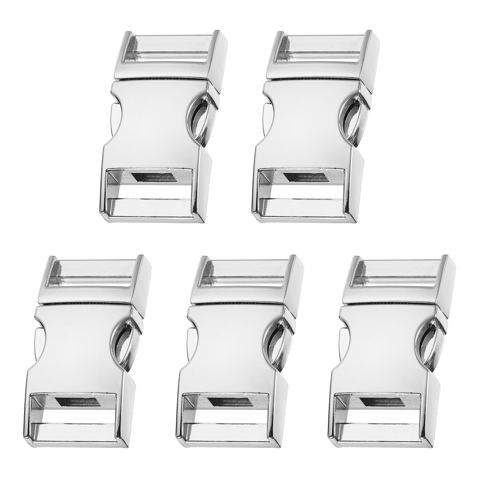 sourcing map 5pcs Metal Quick Side Release Buckles 1-1/4"(31.6mm) Zinc Adjustable Quick Release Buckle Replacement Snaps Clips Clasps for Backpack Straps Fanny Pack Dog Collars, Silver