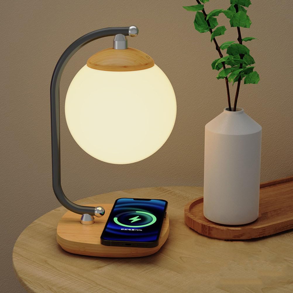 AoLa Lampa stołowa LED 3D Moon z funkcją ładowania Lampa nocna dotykowa do wnętrz 4 kolory Nowoczesna kula z bezprzewodową ładowarką i ładowaniem USB Lampa stołowa Dekoracja stołu Lampka nocna