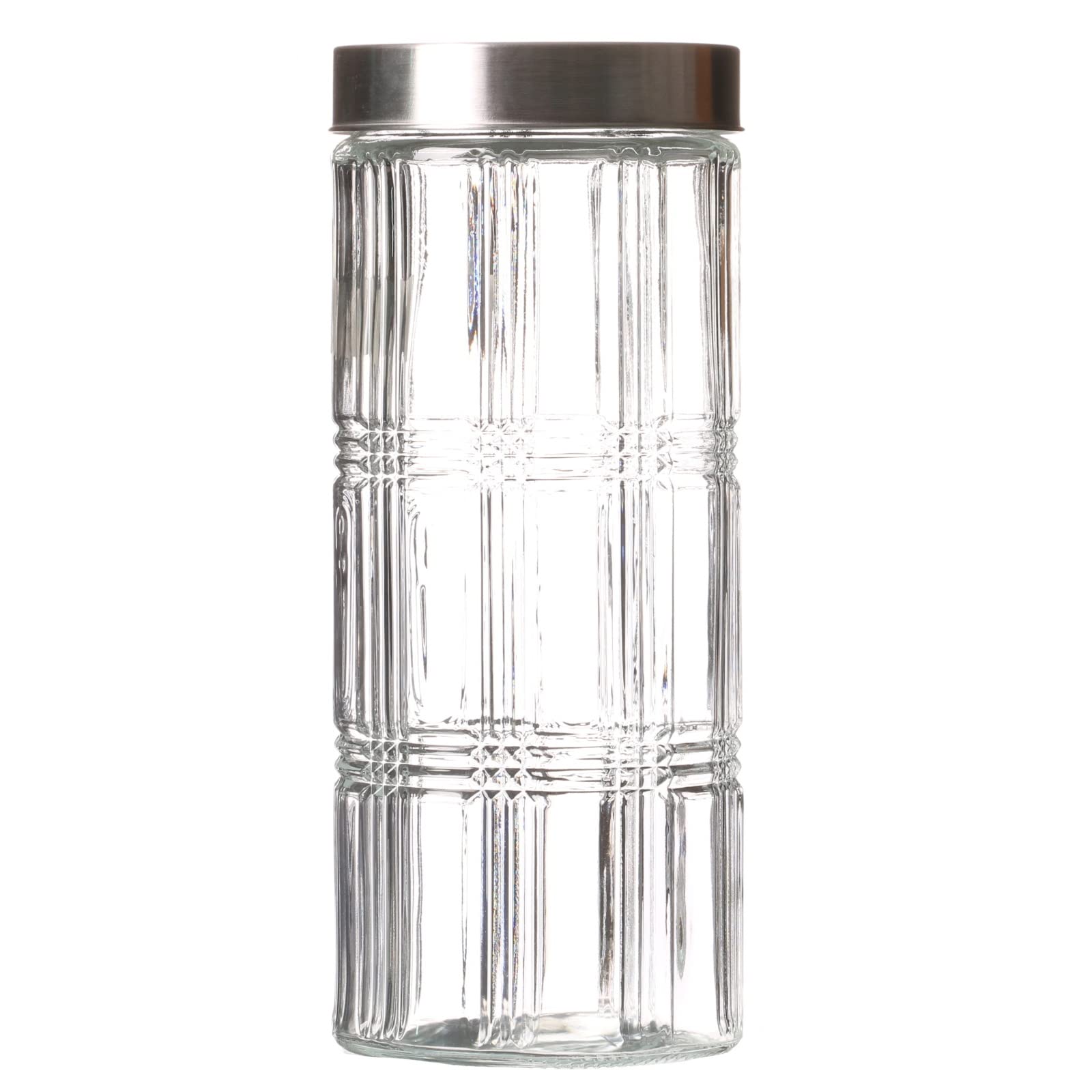 Fornord Glass Jars Storage With Screw Lids Metal Food Preserve Airtight Canisters For Food Pasta Spaghetti Coffee Tea Rice Cookie Jar Containers Home Kitchen Pantry, Embossed (2200ML)