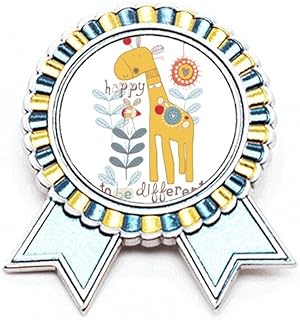Broche con diseño de jirafa de dibujos animados, color amarillo, Medium, Metal