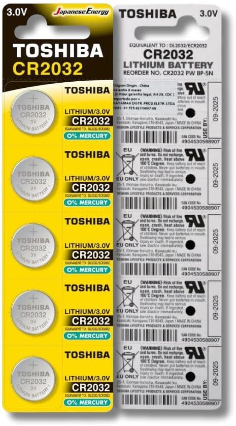 Pilha Moeda Lithium 3V CR2032 (C/5 Pilhas) Toshiba