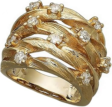 Vine Ring Fashion Jewelry 18K Gold Shiny CZ Crystal Diamond Multi-Loop Cross Nest Engagement Wedding Ring Size 6-10 for Women9