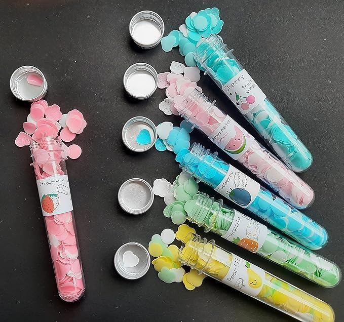 PREZONE Paper Soap Disposable Mini Soap Bottle, Scented Soap Bath Sheets Flakes Portable Flower Tube Petals, Tube Shape Bottle Paper Soap For Travelling | (Pack of 2) 3