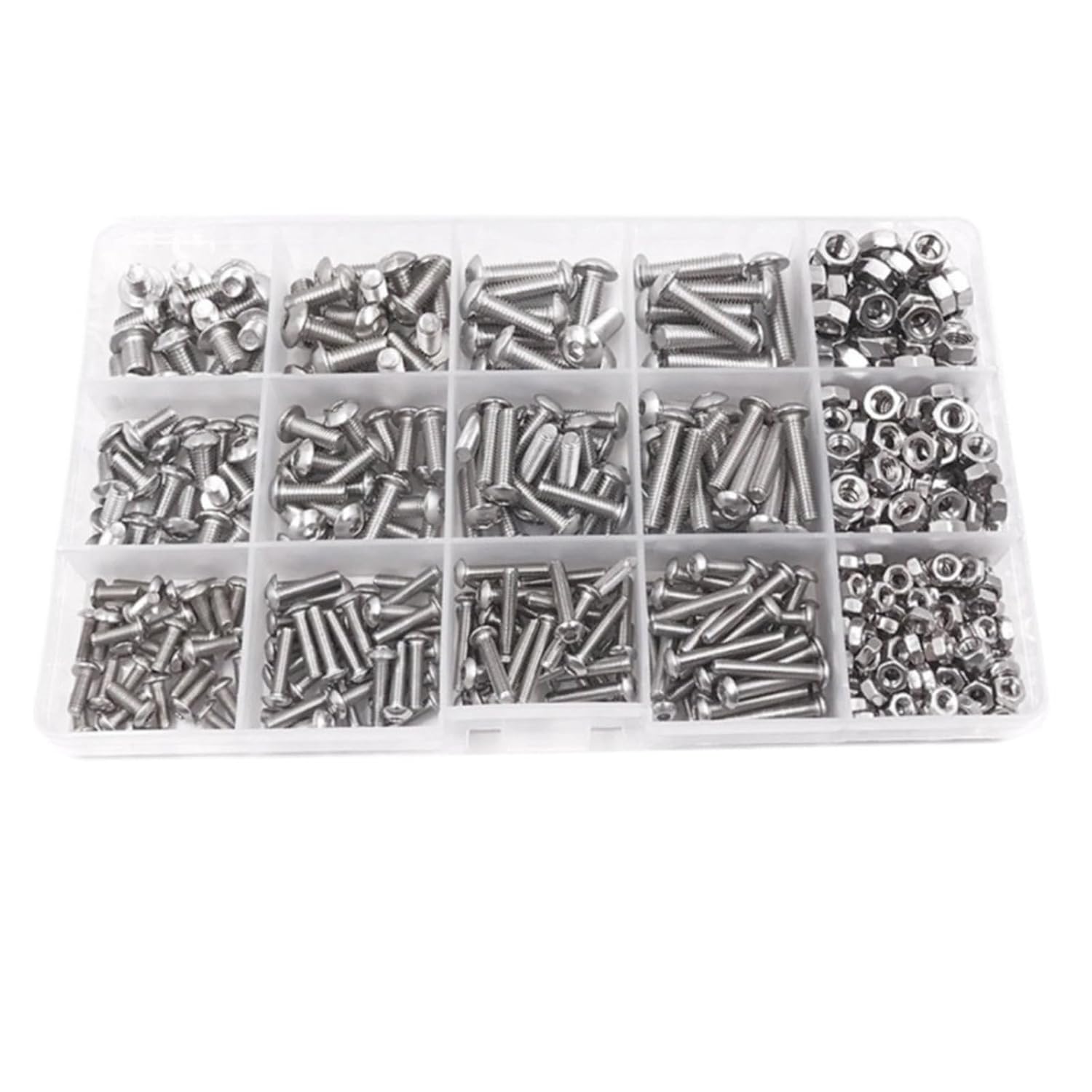 434Pcs 304 Stainless Steel Hex Button Socket Head Cap Screw Hexagon Thread Machine Metric Nut Bolt Assortment Kit Set M2~M6