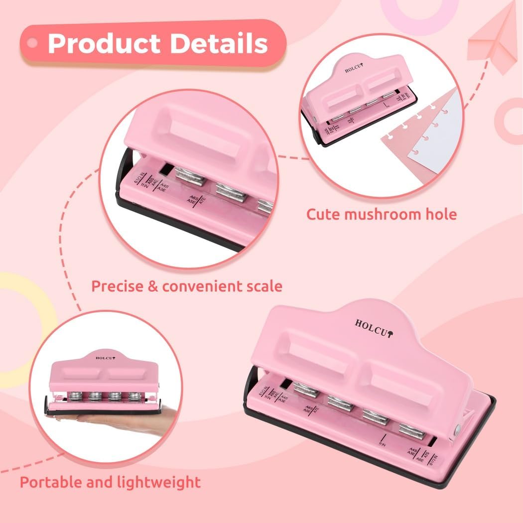 Mushroom Hole Puncher, Blinder Hole Puncher for Disc Binding Planners Notebooks with 8 Ring Discs, Adjustable Loose-Leaf Blinder