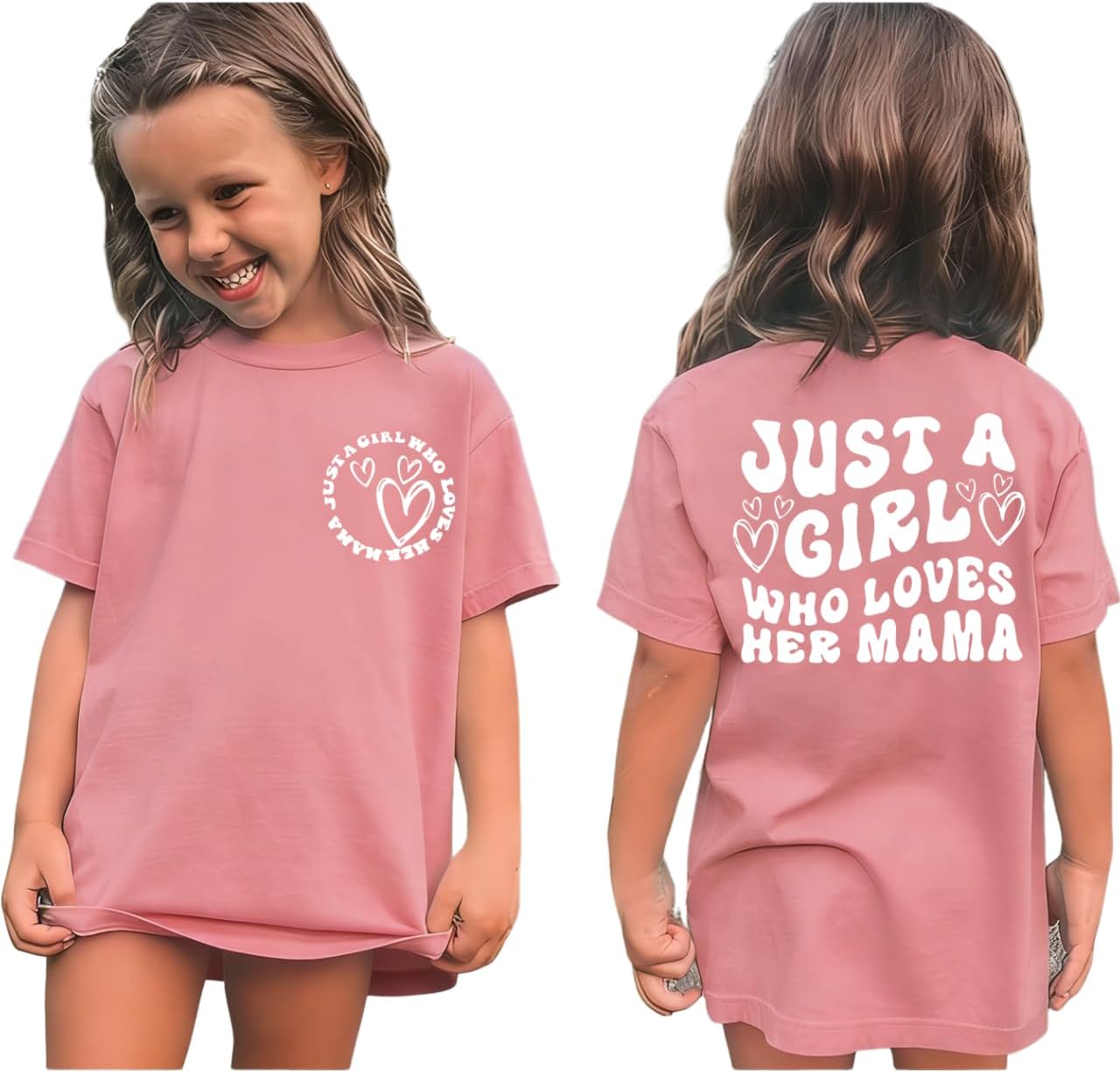 KEKEMI Kid Toddler Girl Mother's Day Shirt Just A Girl Who Loves Her Mama T-Shirt Cute Mothers Day Holiday Tee Summer Tops