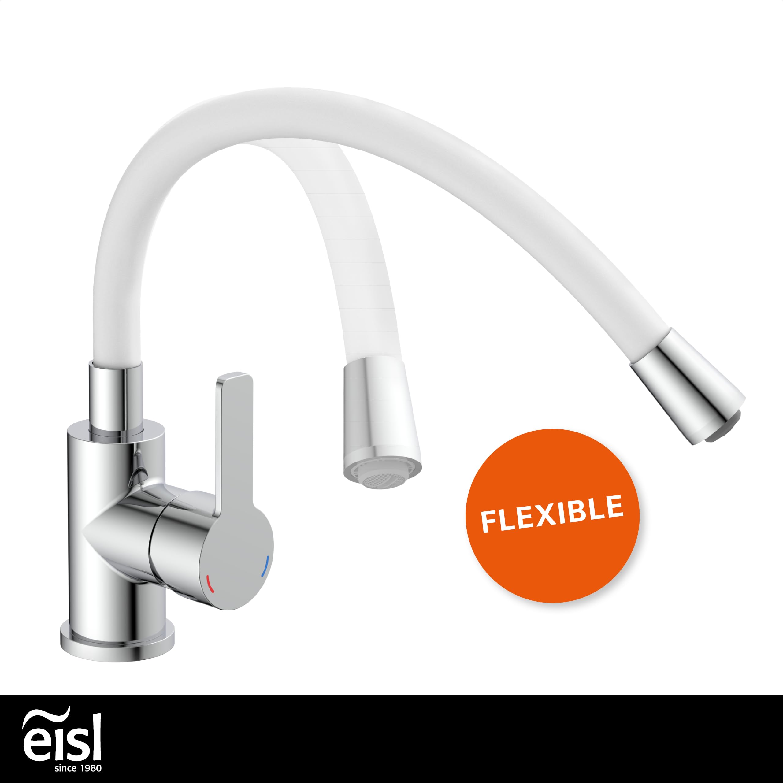 EISL FLEXO NI075FLCRW - Grifo para lavabo (caño flexible, color blanco)