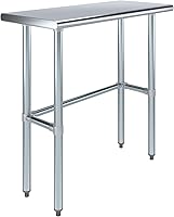 Vista 42 de AmGood Mesa de trabajo de acero inoxidable con base abierta, banco de trabajo de metal