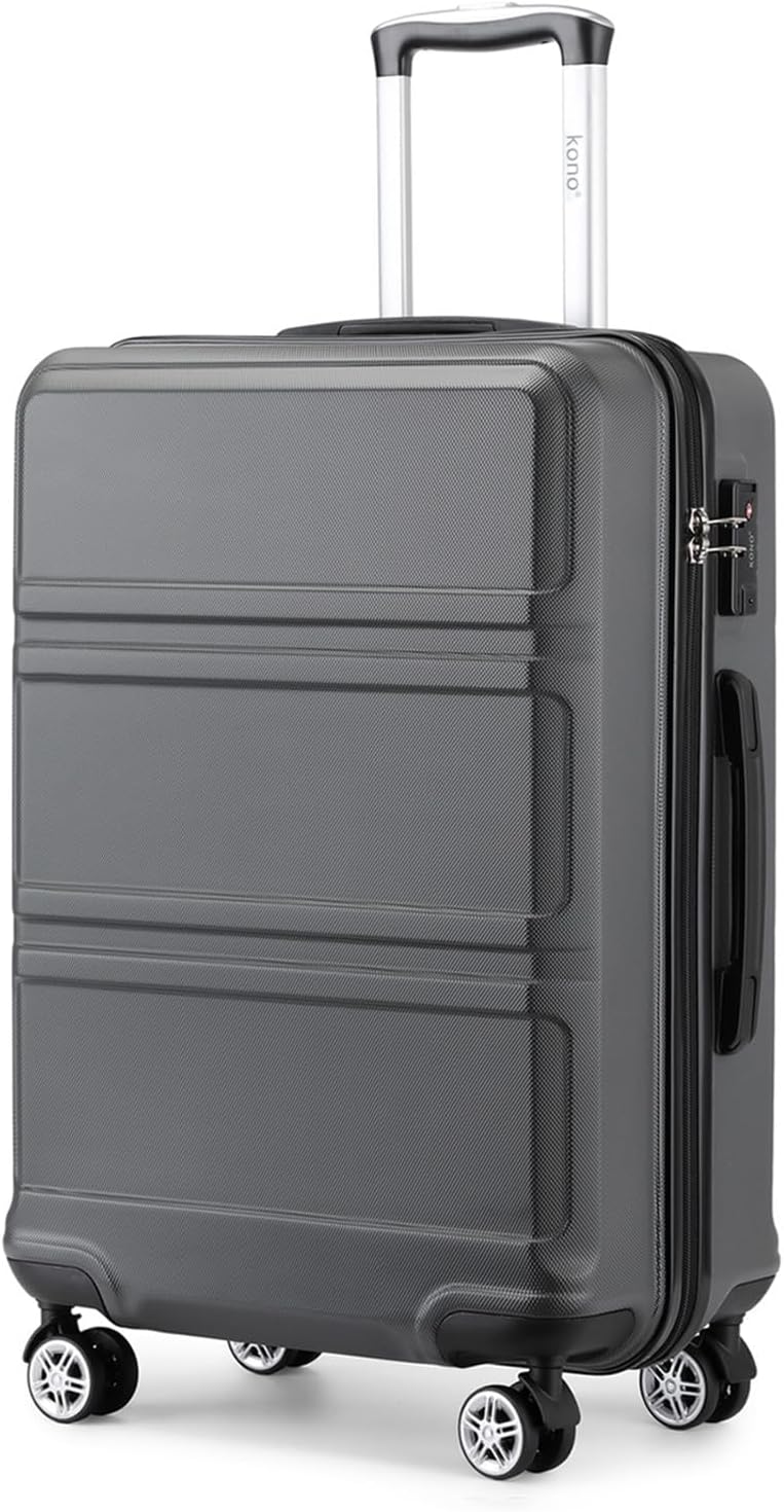 Kono Suitcase Lightweight ABS+PC Hard Shell Hand Luggage Travel Trolley Case with TSA Combination Lock and 4 Spinner Wheels