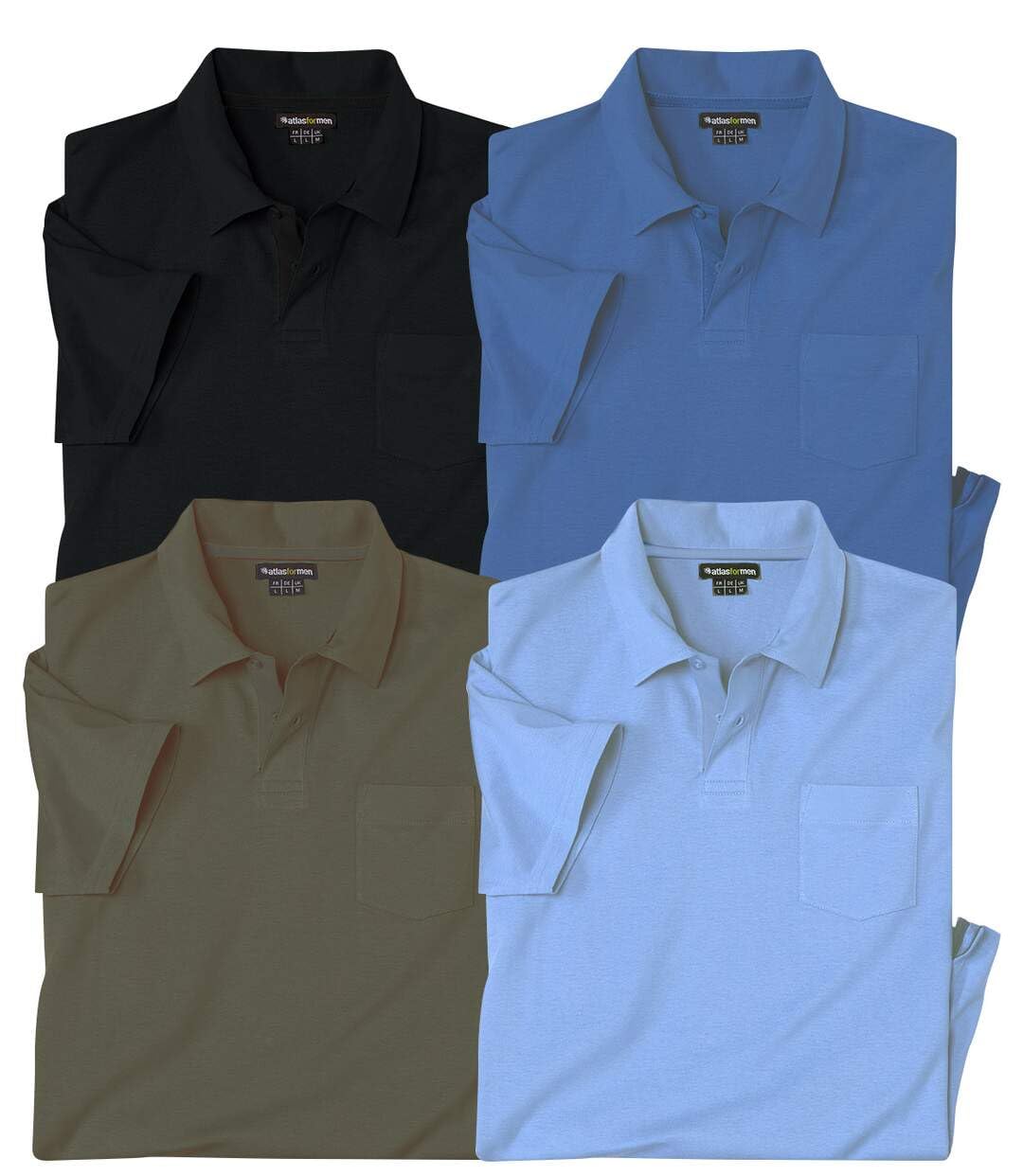 ATLAS FOR MEN - Pack of 4 Casual Jersey Polos - XXL
