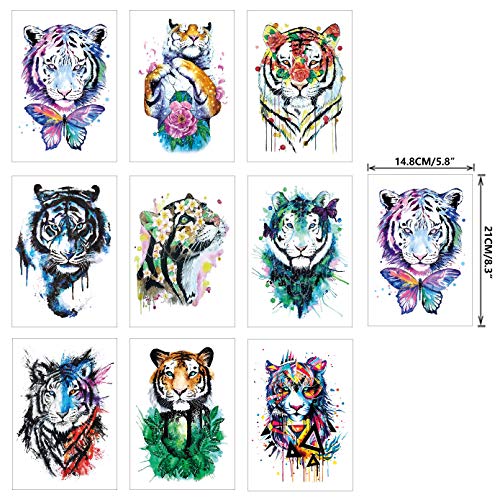Tiger Pattern Fake Temporary Tattoo Stickers For Teen Adult Man Woman 9 Sheets #TOP1