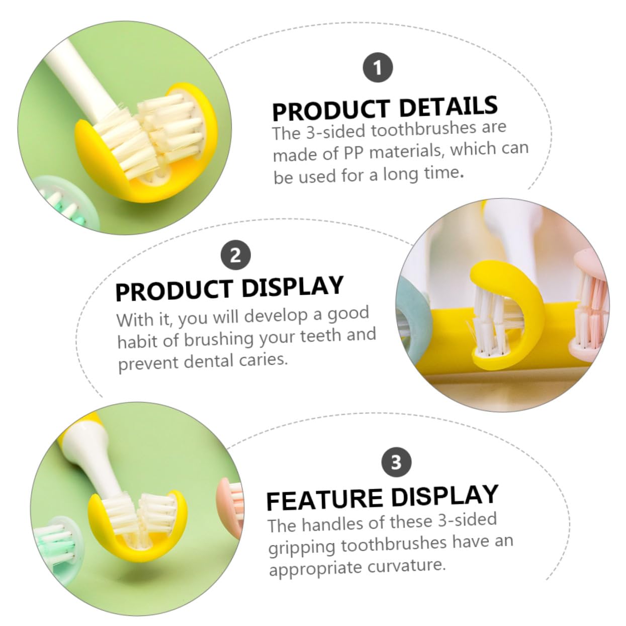 Beaupretty Spazzolino da Denti senza Angoli Morti per Adulti a 3 Lati Setole Morbide Pulizia Profonda Design Avvolgente in Pp per Cura Orale e Prevenzione Carie