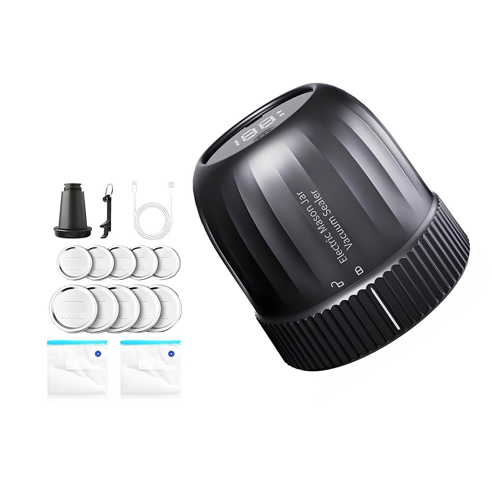 Buxuaaaa Electric Wide Jar Vacuum Sealer Set Electric Vacuum Sealing Machine Set Suitable for Wide and Regular Mouth Jars Canning Jar Sealer