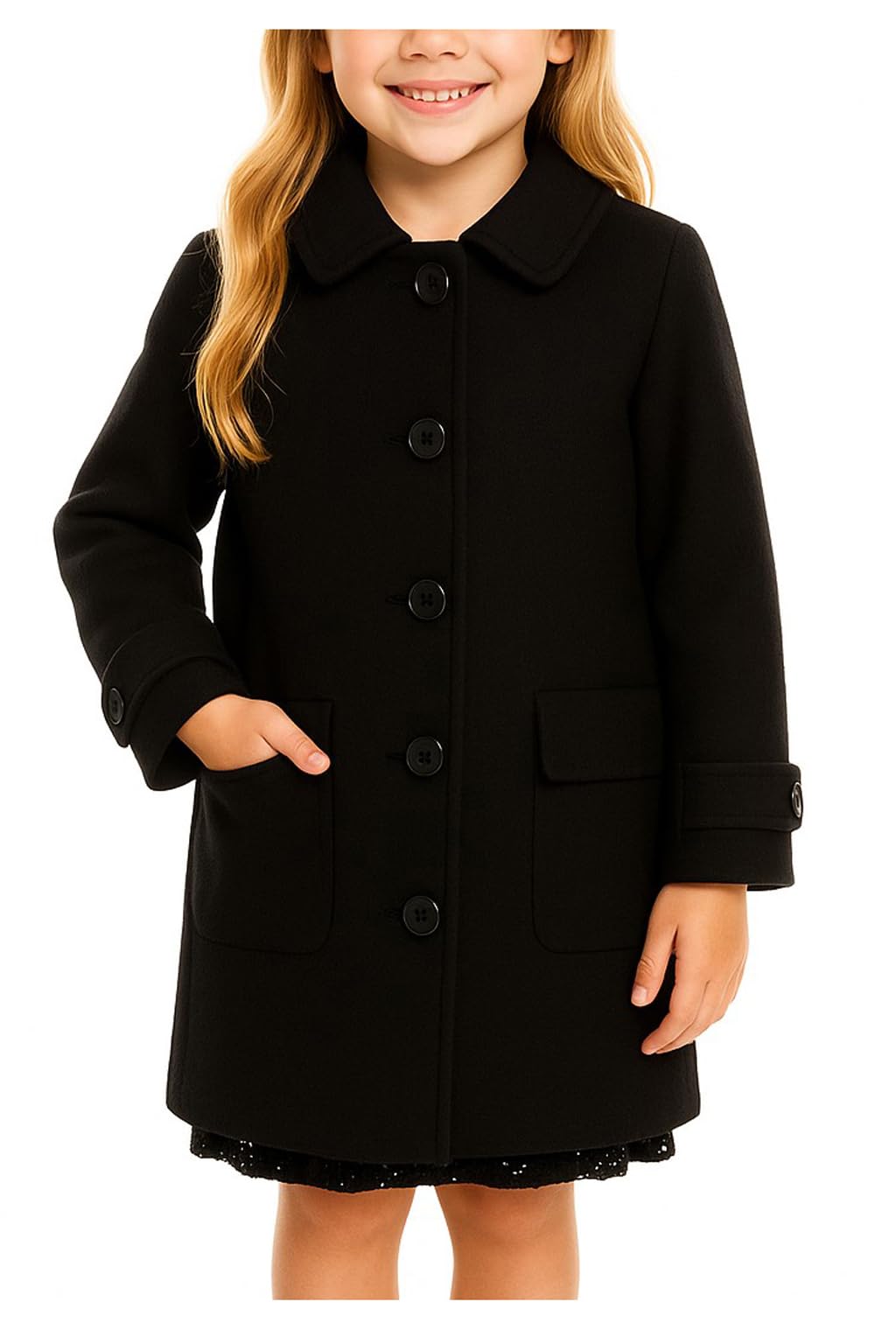 iGirlDress Coat Long Sleeve Button Pocket Long Winter Coat Outerwear