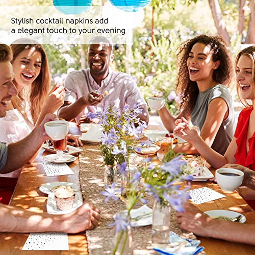 Stylish 5X5 Inch Silver Napkins - 100 Pack Of White And Silver Cocktail Napkins - Disposable 3 Ply Beverage Napkins Or Dessert Napkins - White Party Napkins For Wedding Napkins For Reception… #TOP6