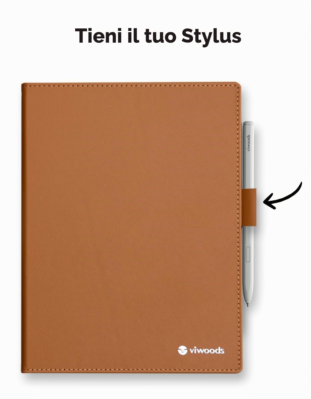 Custodia in Pelle Genuina VIWOODS per Tablet AiPaper E Ink – Custodia Premium con Porta Penna, Slot per Punte di Ricambio, Chiusura Magnetica e Cuciture Rinforzate