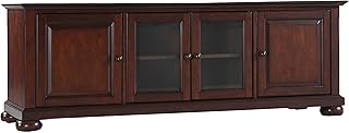 Crosley Furniture Alexandria Low Profile TV Stand for 65+ inch TVs, Entertainment Center with Storage Shelves, Vintage Mahogany