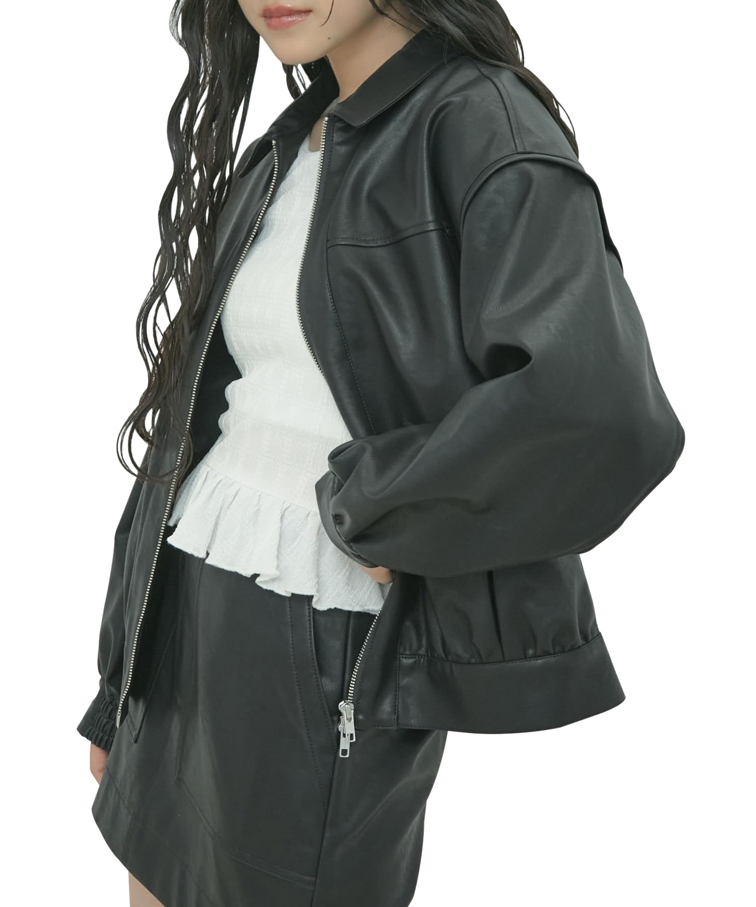 Amazon.co.jp: [ビス] シンセティックレザーブルゾン レディース