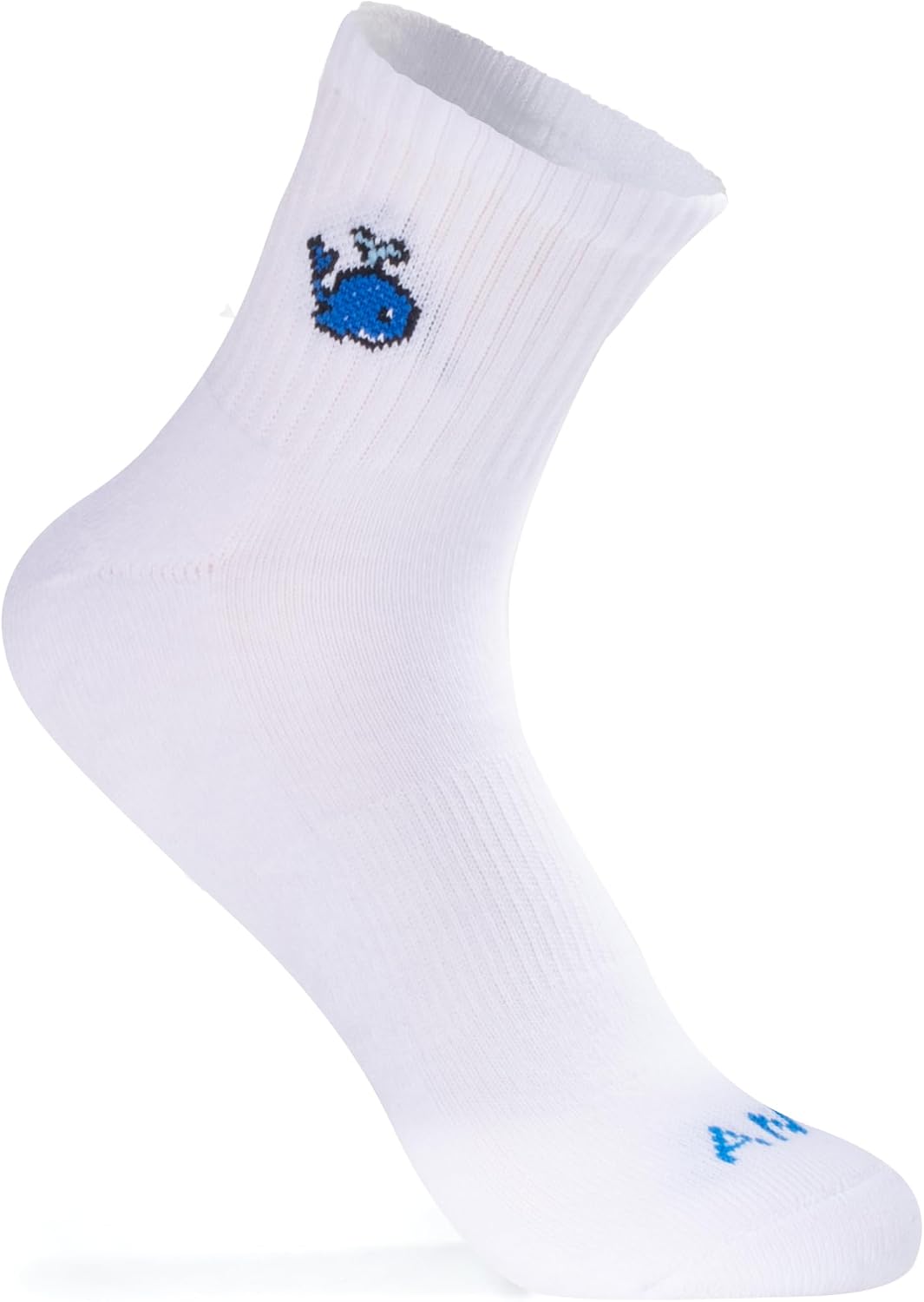 Cute Pattern Crew Socks, White Cotton Blend, 3 Pairs, Antrop