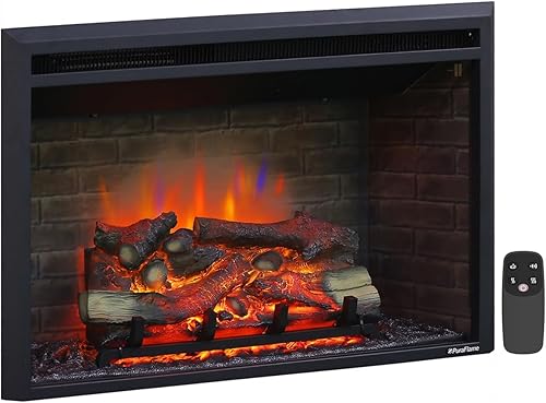 PuraFlame Chimenea eléctrica con mando a distancia, color negro