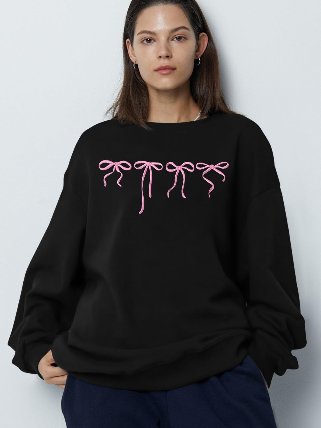 KIDDAD Oversized Bow Sweatshirt for Women Y2K Coquette Long Sleeve Sweater Cute Clean Girl Aesthetic Fall Pullover Tops - Image 5