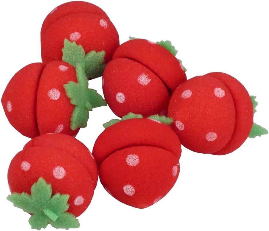 Cute Strawberry Sponge Hair Roller 6ea