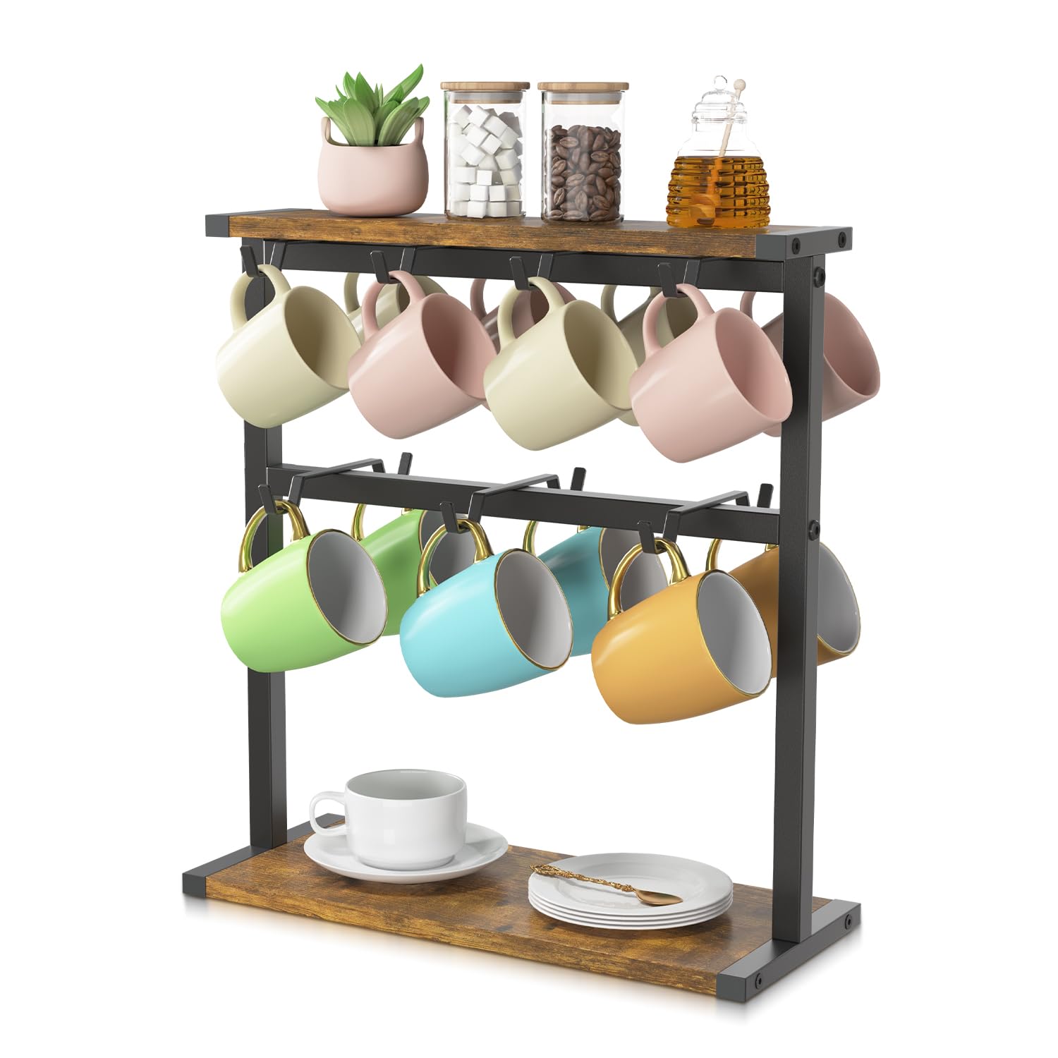 EsLuker.ly Coffee Mug Holder Cup Tree Rack for Coffee Bar Countertop