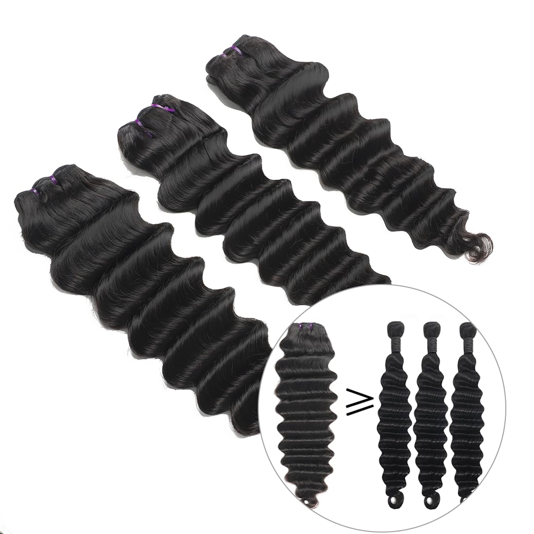 Loose Deep Wave Bundles Human Hair 3 Bundles 16A Loose Deep Curly Bundles Human Hair Wet and Wavy Bundles Brazilian Virgin Loose Deep Wave Human Hair Bundles Deep Curly Human Hair Extensions