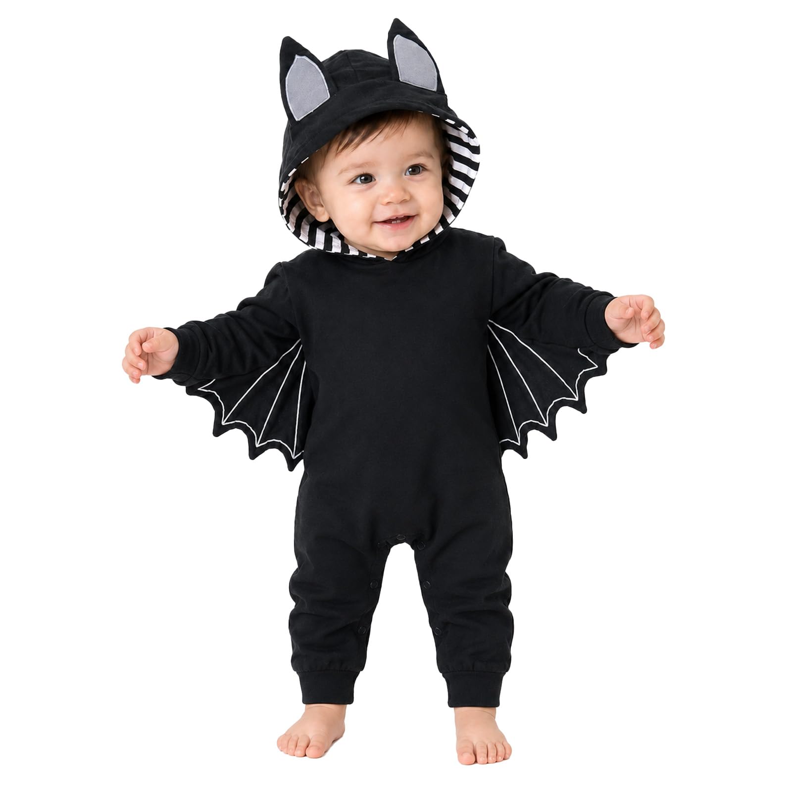 LXEASYGO Baby Bat Costume Boy Girl Hooded Halloween Costume with Ear Hat Unisex Bat Romper Jumpsuit for 0-18 Months (12-18 Months)