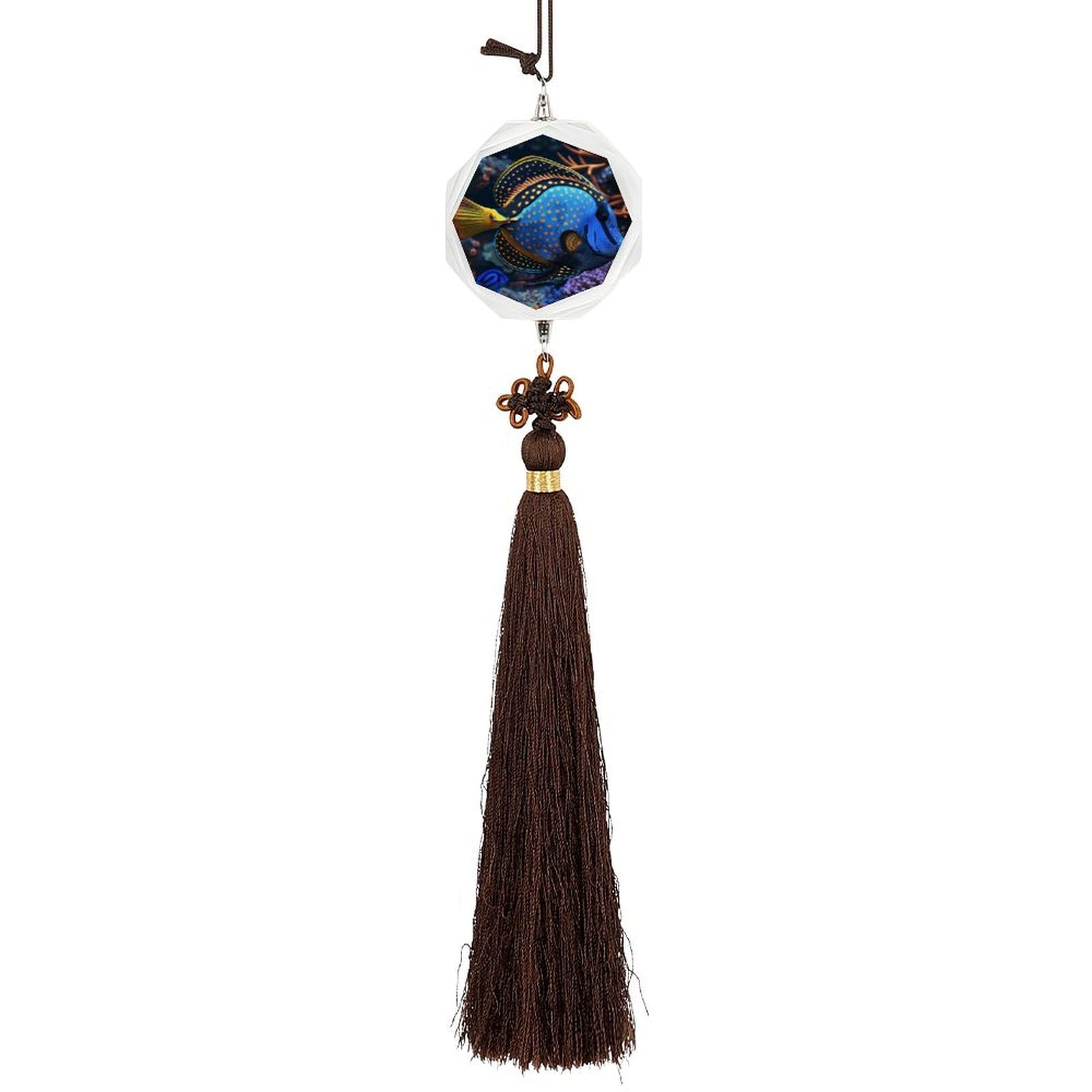 Crystal Auto Pendant Charms Hexagon Crystal Car Rear View Mirror Charms Colorful Tropical Fish Auto Hanging Interior Ornament Pendant Car Interior Accessories for Women Men CarCharms Decor