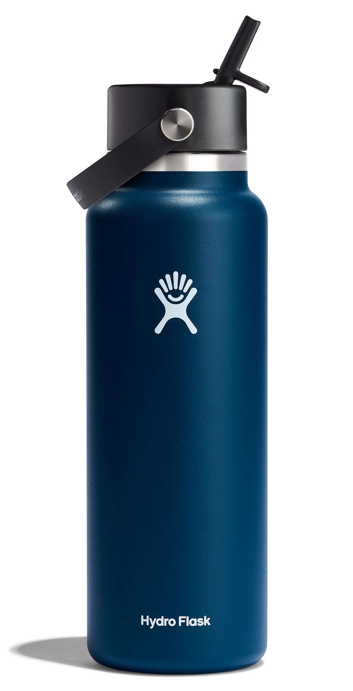 Hydro Flask Water Bottle - Insulated Stainless Steel - Wide Straw Lid, Non Spill, Leakproof in 40 Oz Indigo Blue