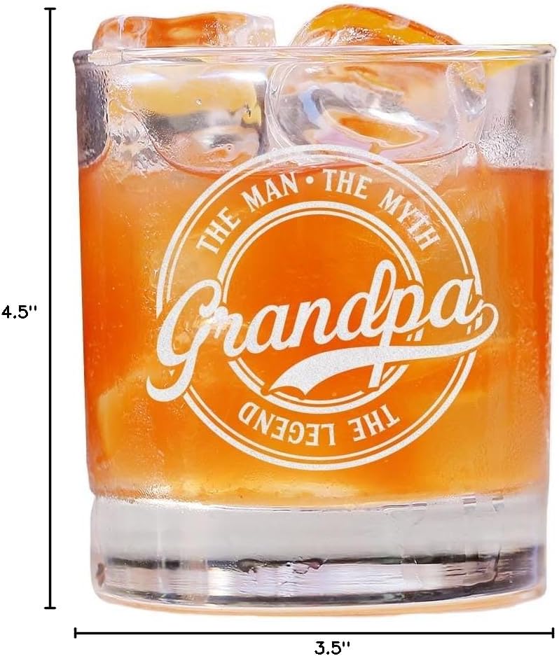 Grandpa The Man The Myth The Legend Whiskey Glass, Gifts For Grandfather, Papa, Dad, Him, Christmas, Birthday, Father's Day For Grandpa From Daughter, Son - Image 3