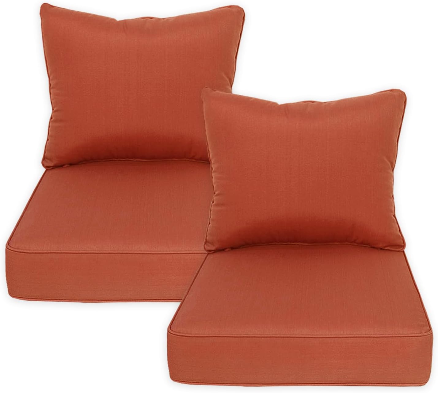 COZYVIDA Indoor/Outdoor Deep Seat Patio Cushions seat(22x24x4.5 inch),Back(23x19x6.5 inch) : Resilient Foam Filling, Weather Resistant Patio Cushions,2 Sets,Orange Orange 22"x24"