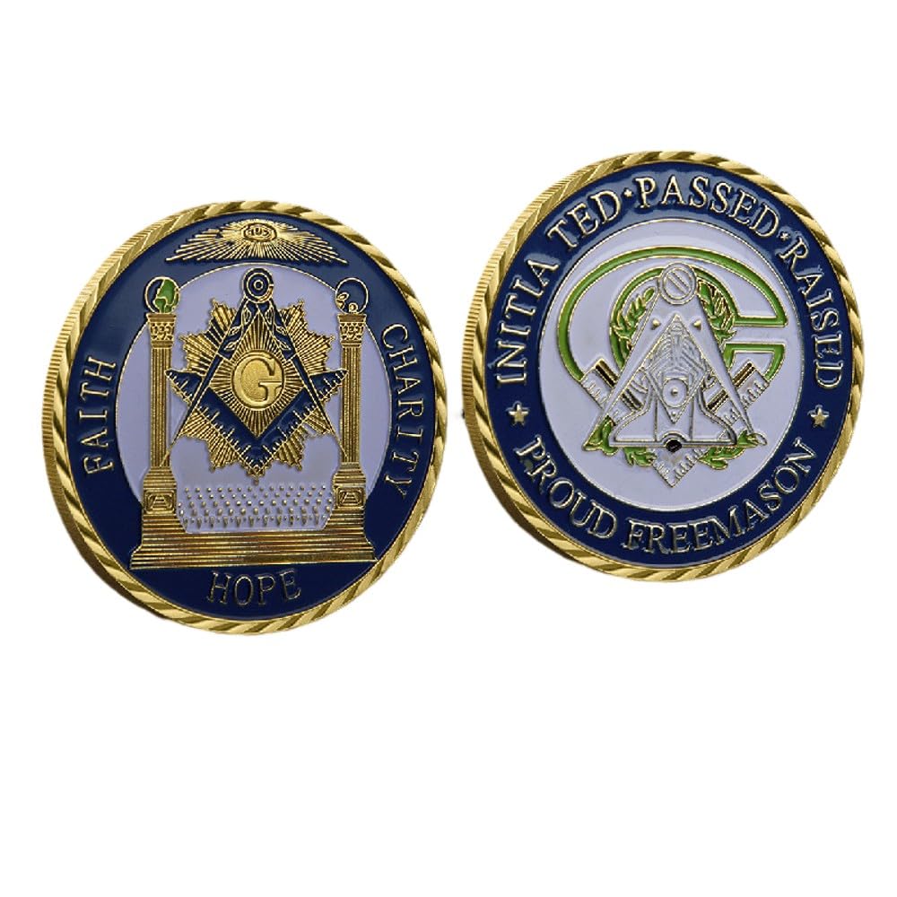 Amazon.co.jp: マスターメイソンチャレンジコイン、フリーメイソンギフト-Faith Hope Charity 金メッキ  誇り高きフリーメイソンコイン : おもちゃ