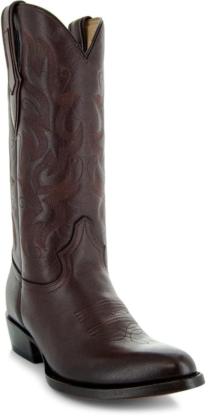 Soto Boots Mens Classic Round Toe Cowboy Boots H7001 7.5 Brown