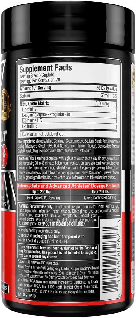 Six Star Nitric Oxide Supplement Nitric Oxide Fury Pre-Workout | Pre Workout Nitric Oxide Pills for Men & Women | Sports Nutrition Pre-Workout Products | Nitric Oxide Pre Workout Pills