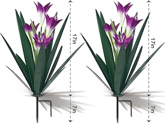 Homight Metal Agave Plant Outdoor Decoration Outdoor Garden Decoration Lily Mexican Yard Art Plant Garden Agave Lily Decorative Garden Gift… (2 Big Purple Lilies)